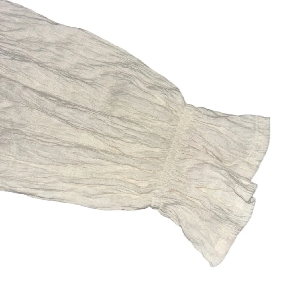 Gap Kids Crinkle Peplum Top Size 8 Ivory Long Sleeve Shirt Peasant stretch